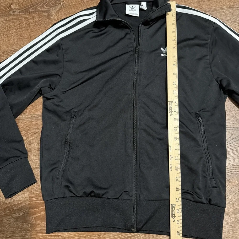 Adidas Three Stripe Black Track Jacket Mens Medium Trefoil Zip Up Activewear